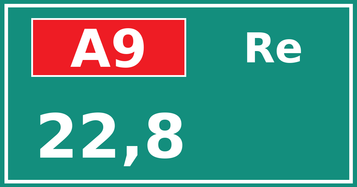 Hectometerbord A9 22,8 zijde Re