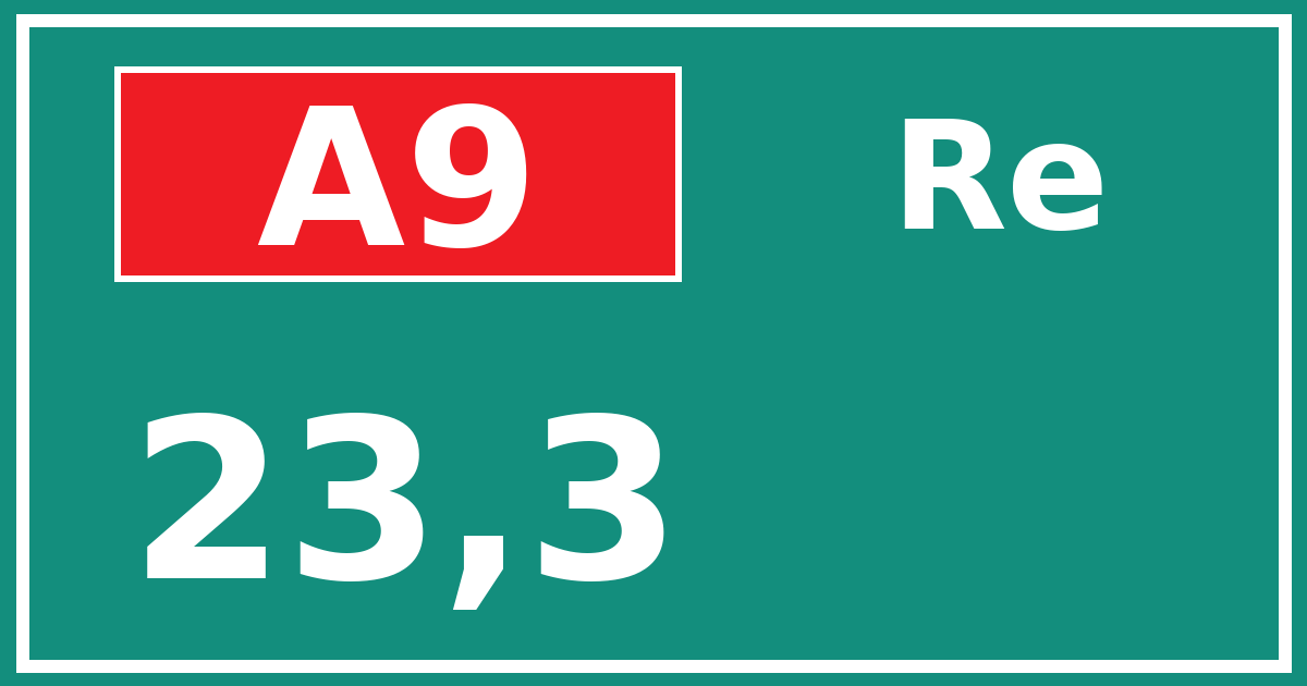 Hectometerbord A9 23,3 zijde Re