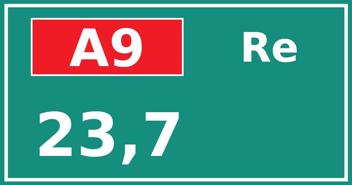 Hectometerbord A9 23,7 zijde Re