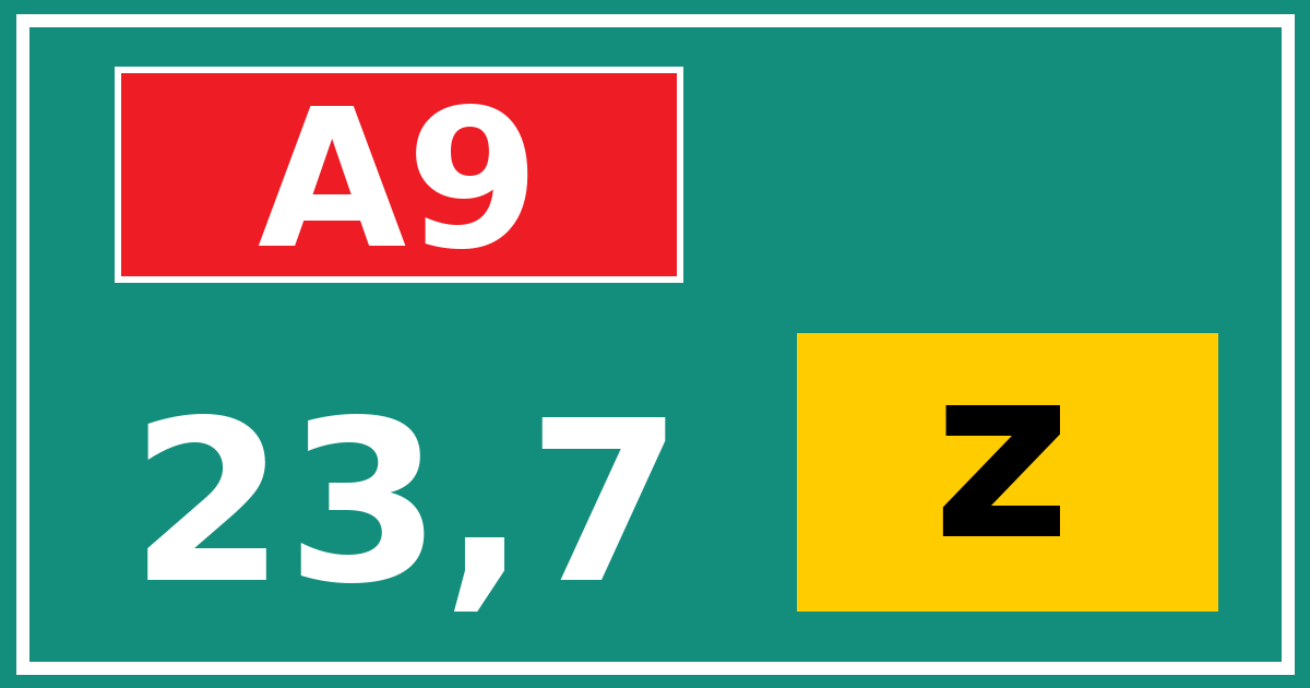 Hectometerbord A9 23,7 letter z