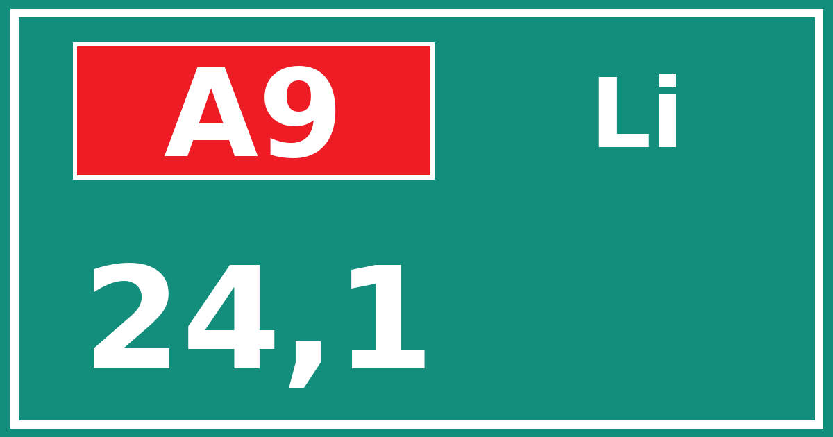Hectometerbord A9 24,1 zijde Li