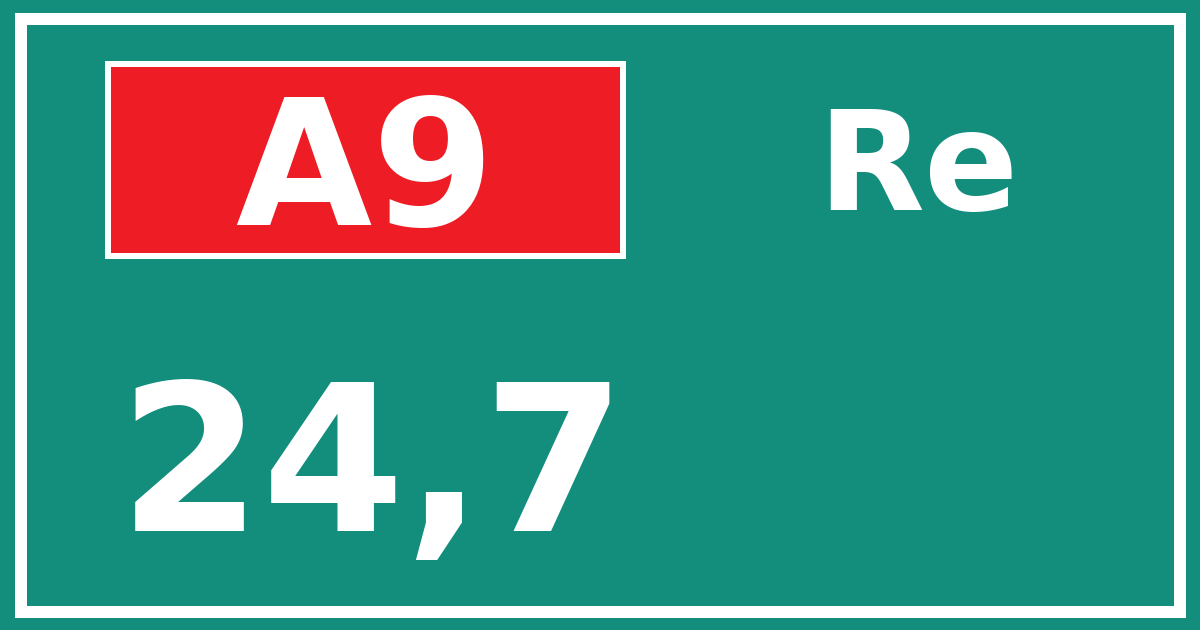 Hectometerbord A9 24,7 zijde Re