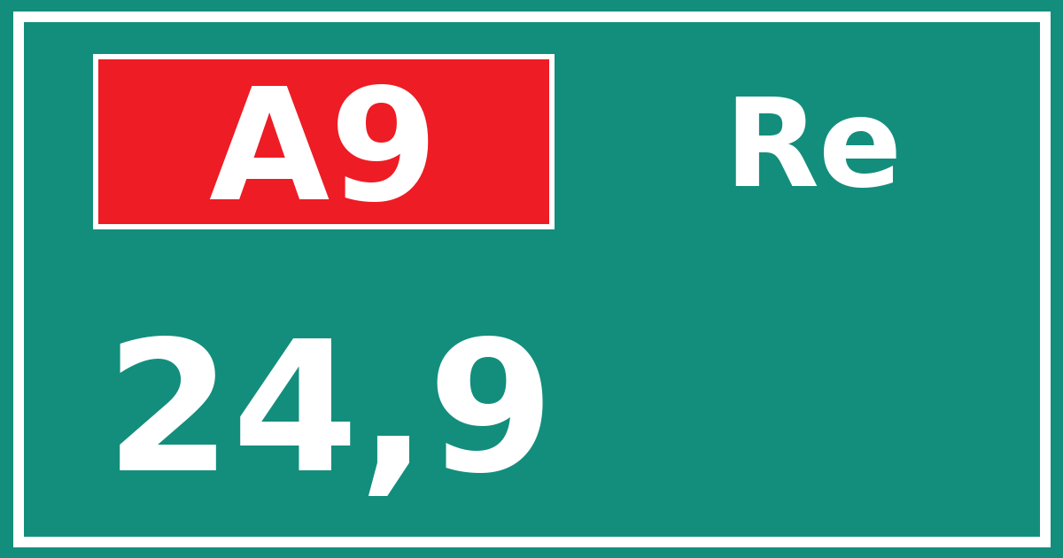 Hectometerbord A9 24,9 zijde Re