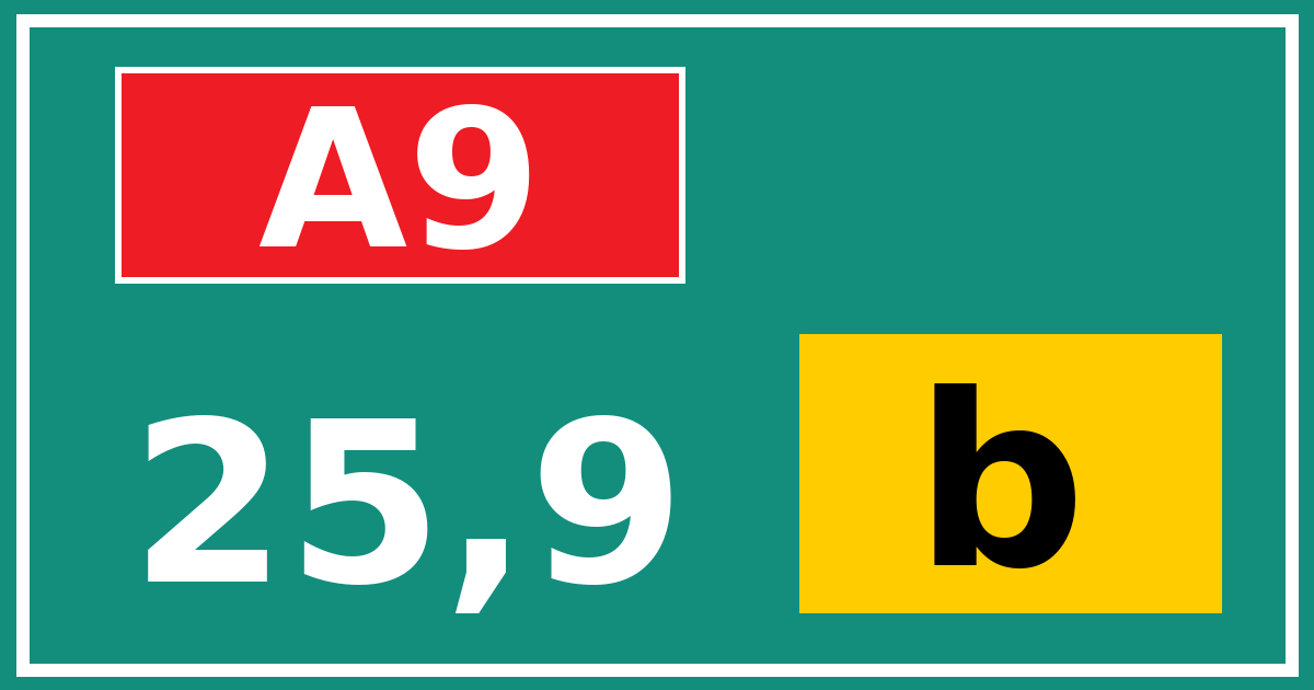 Hectometerbord A9 25,9 letter b