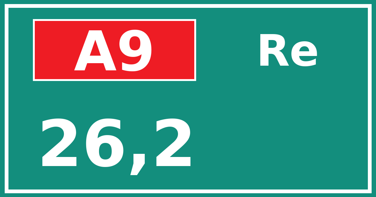 Hectometerbord A9 26,2 zijde Re