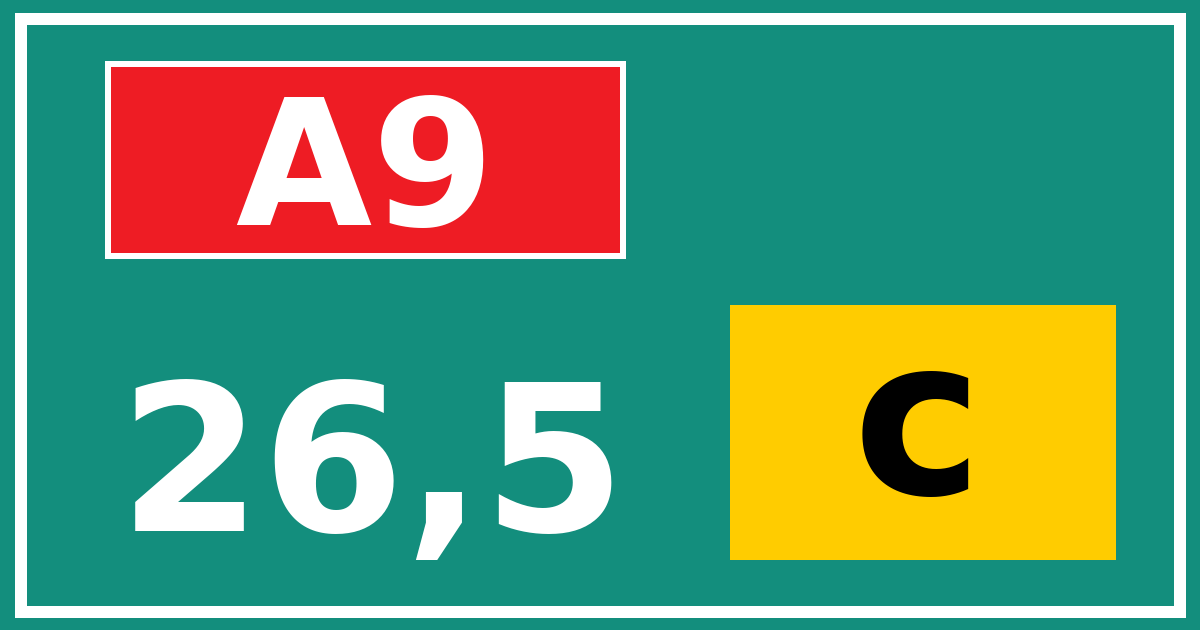 Hectometerbord A9 26,5 letter c