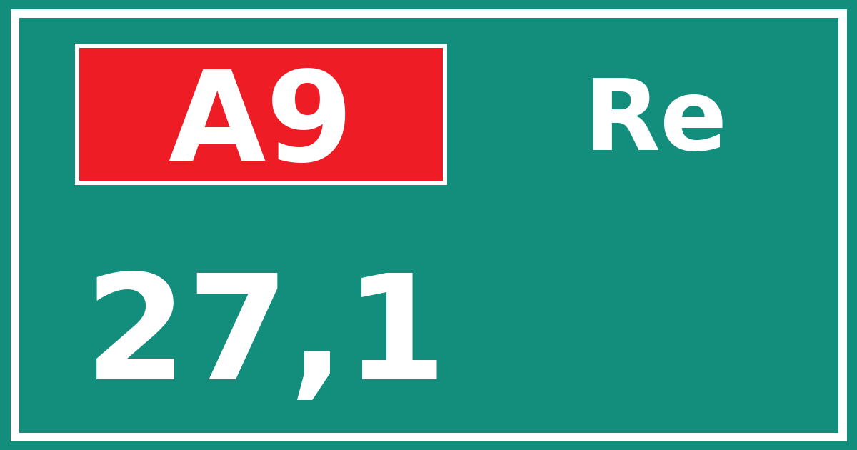 Hectometerbord A9 27,1 zijde Re