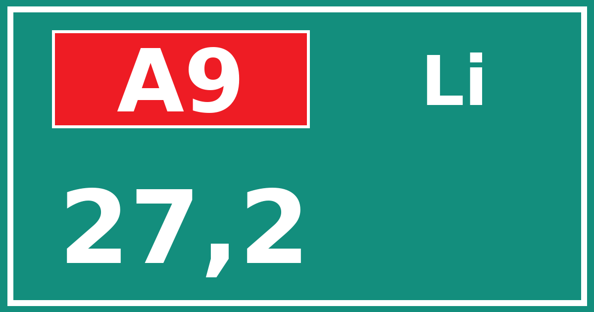 Hectometerbord A9 27,2 zijde Li