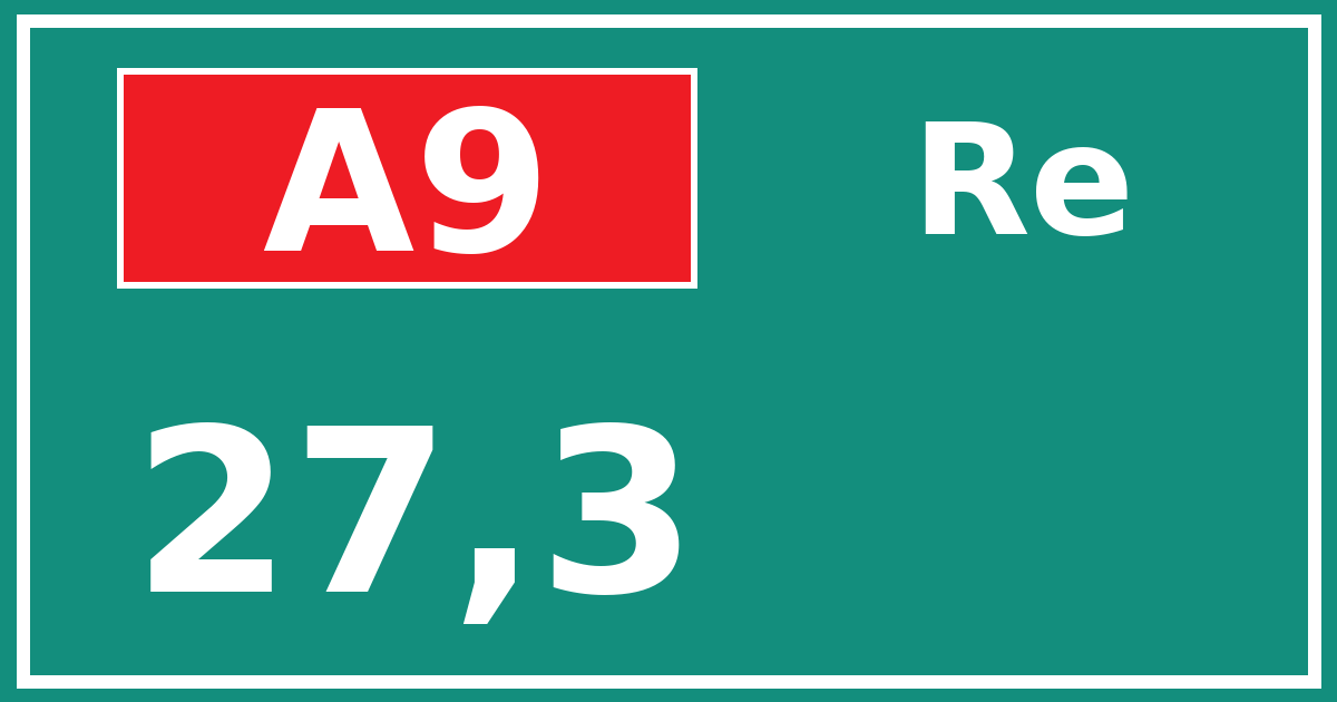 Hectometerbord A9 27,3 zijde Re