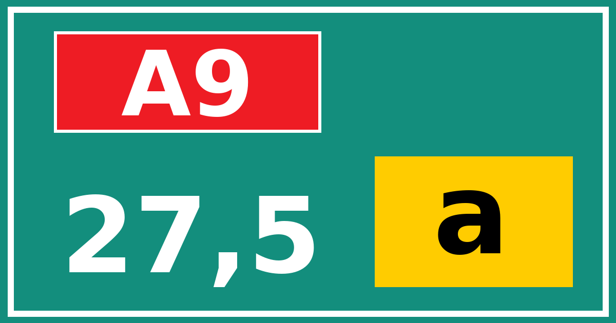 Hectometerbord A9 27,5 letter a