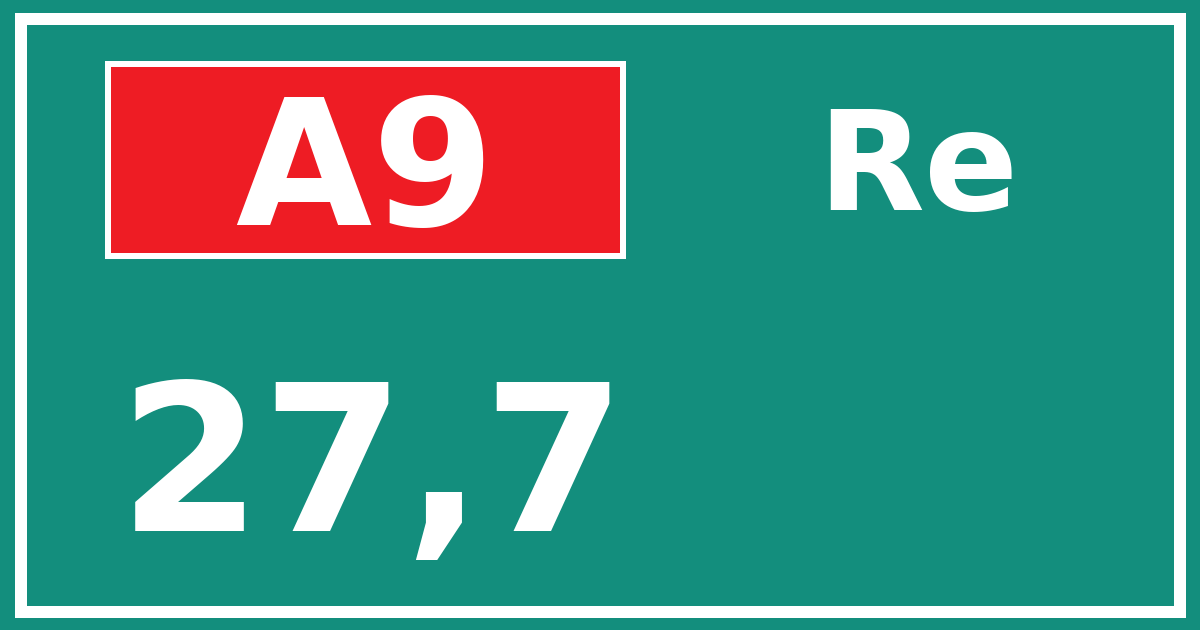 Hectometerbord A9 27,7 zijde Re
