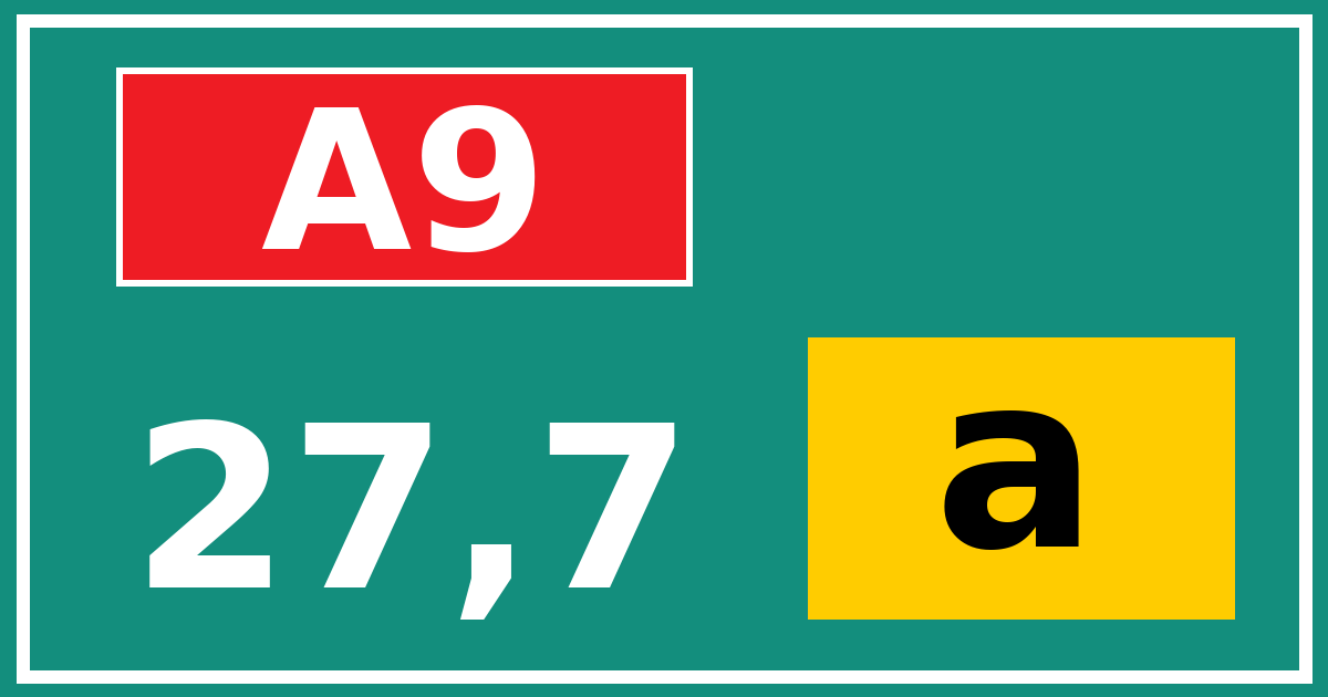 Hectometerbord A9 27,7 letter a