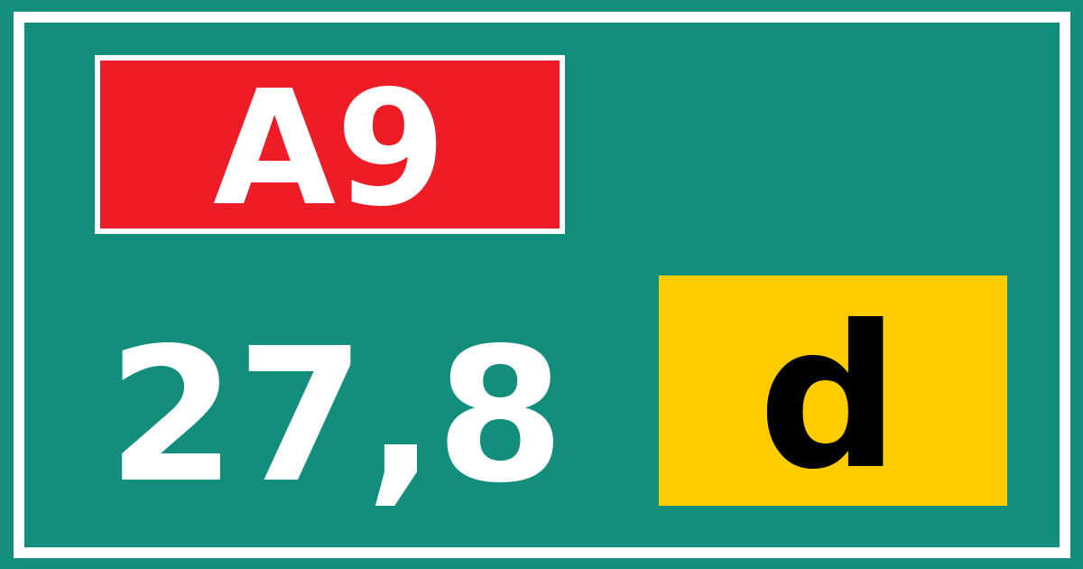 Hectometerbord A9 27,8 letter d