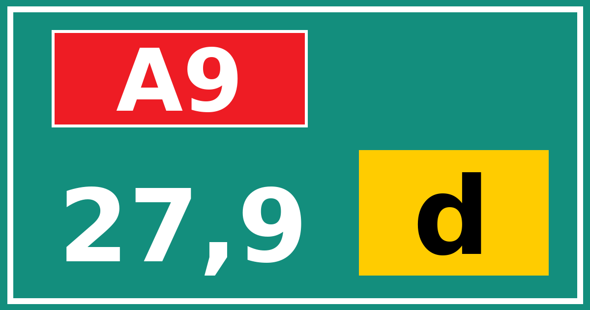 Hectometerbord A9 27,9 letter d