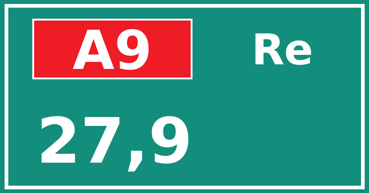 Hectometerbord A9 27,9 zijde Re