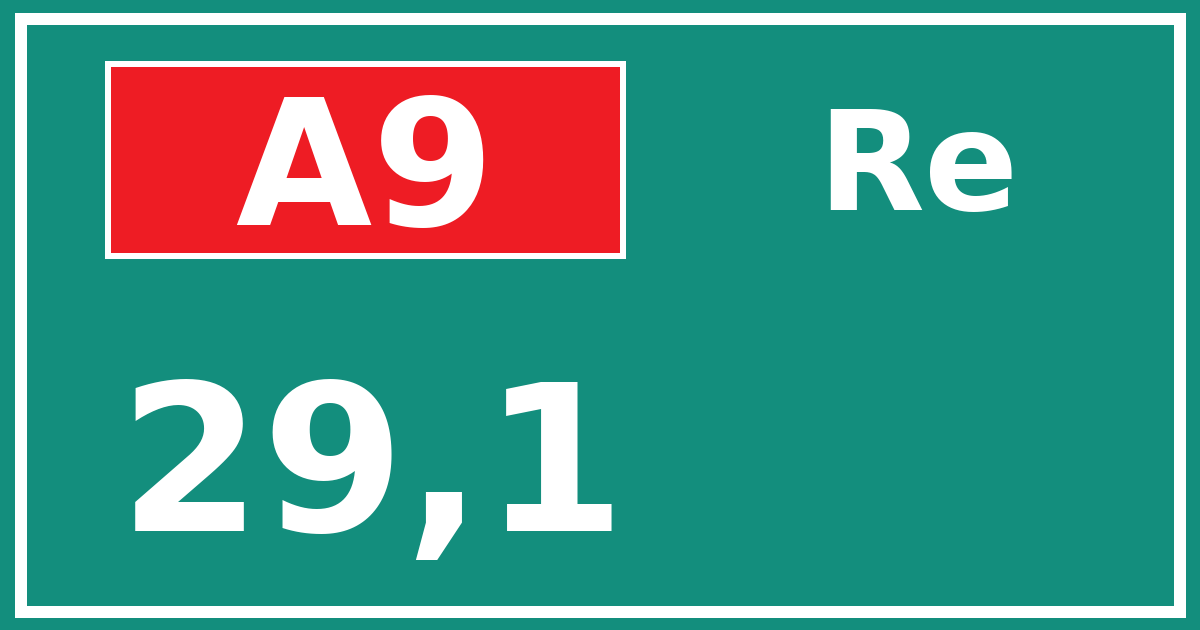 Hectometerbord A9 29,1 zijde Re
