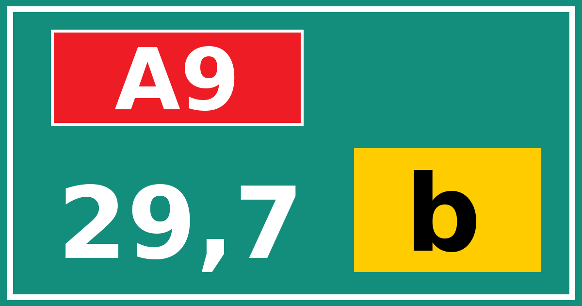 Hectometerbord A9 29,7 letter b