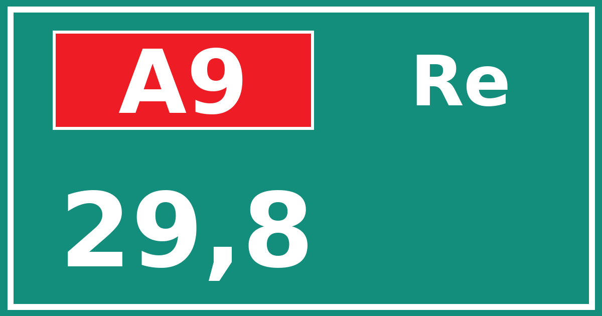 Hectometerbord A9 29,8 zijde Re