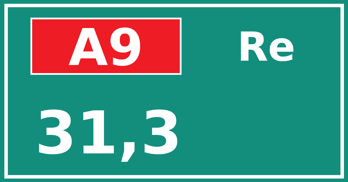 Hectometerbord A9 31,3 zijde Re