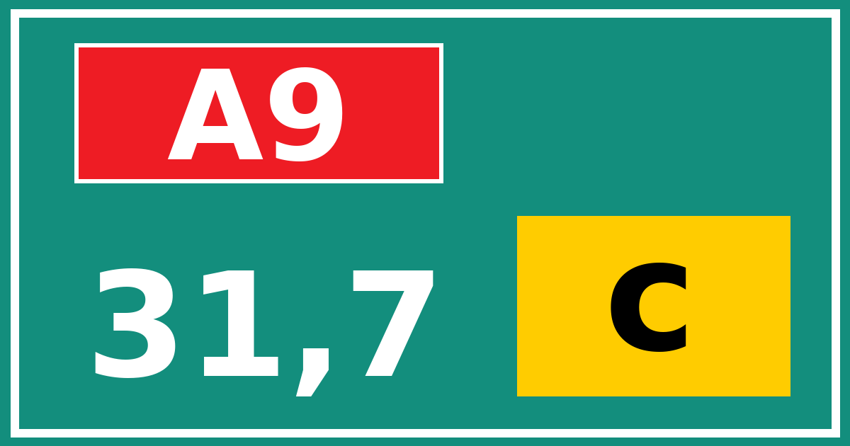 Hectometerbord A9 31,7 letter c