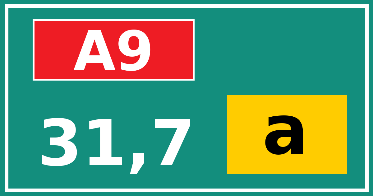 Hectometerbord A9 31,7 letter a