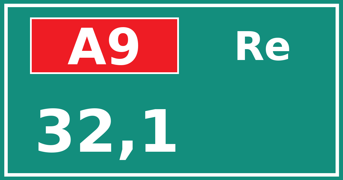 Hectometerbord A9 32,1 zijde Re