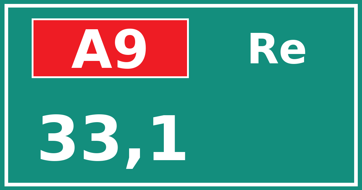 Hectometerbord A9 33,1 zijde Re