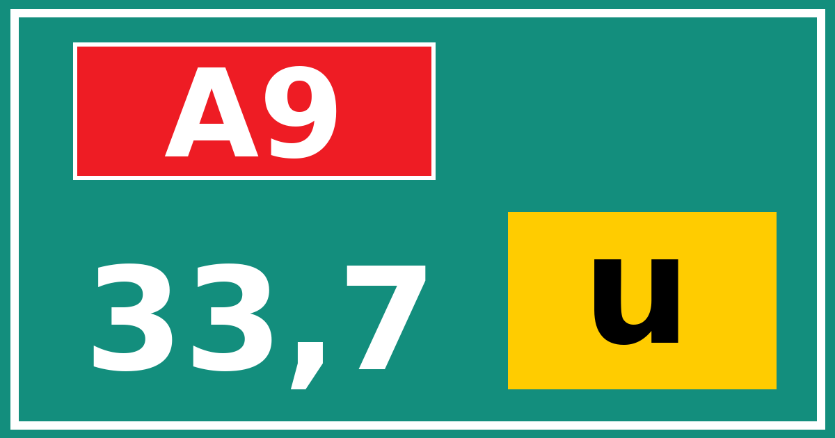 Hectometerbord A9 33,7 letter u