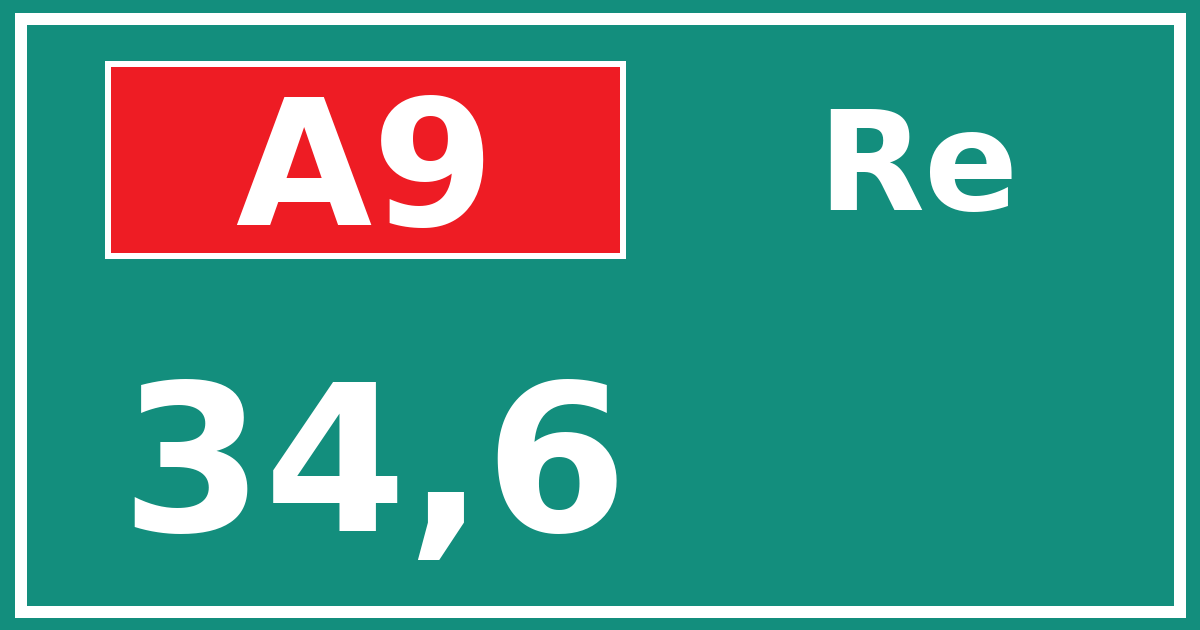 Hectometerbord A9 34,6 zijde Re