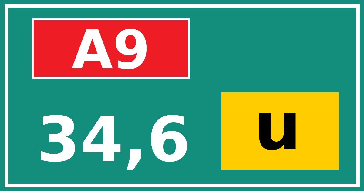 Hectometerbord A9 34,6 letter u