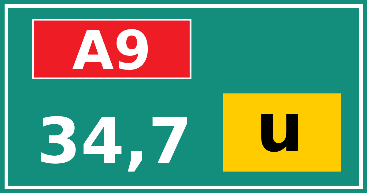 Hectometerbord A9 34,7 letter u