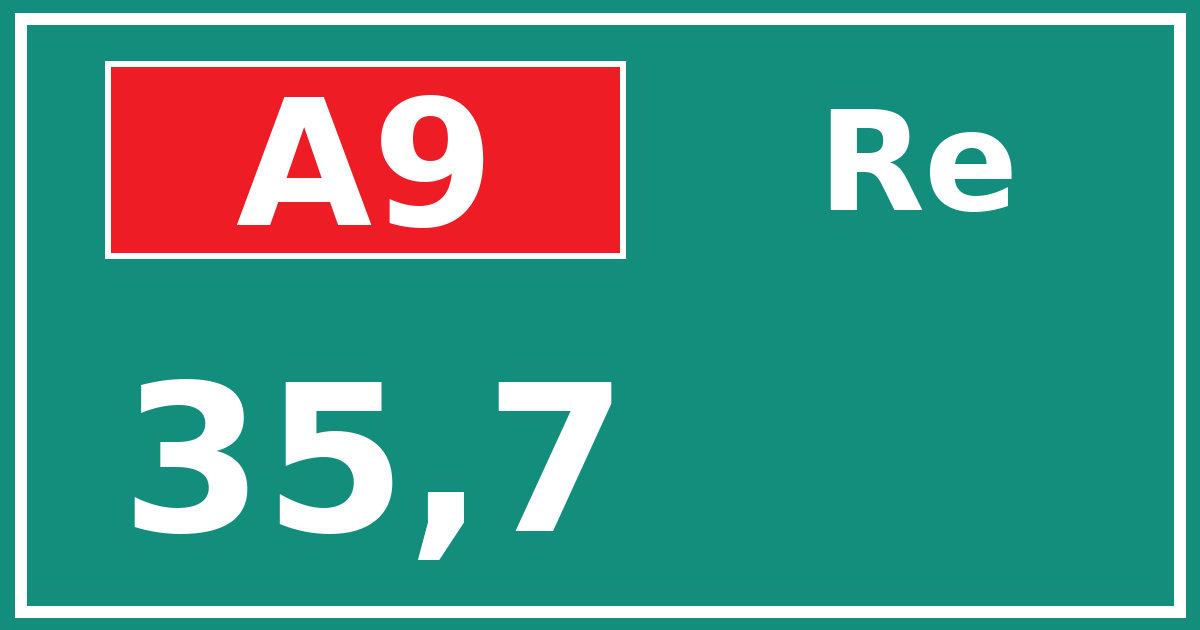 Hectometerbord A9 35,7 zijde Re