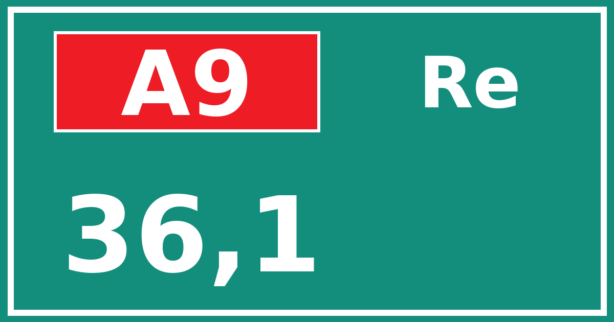 Hectometerbord A9 36,1 zijde Re