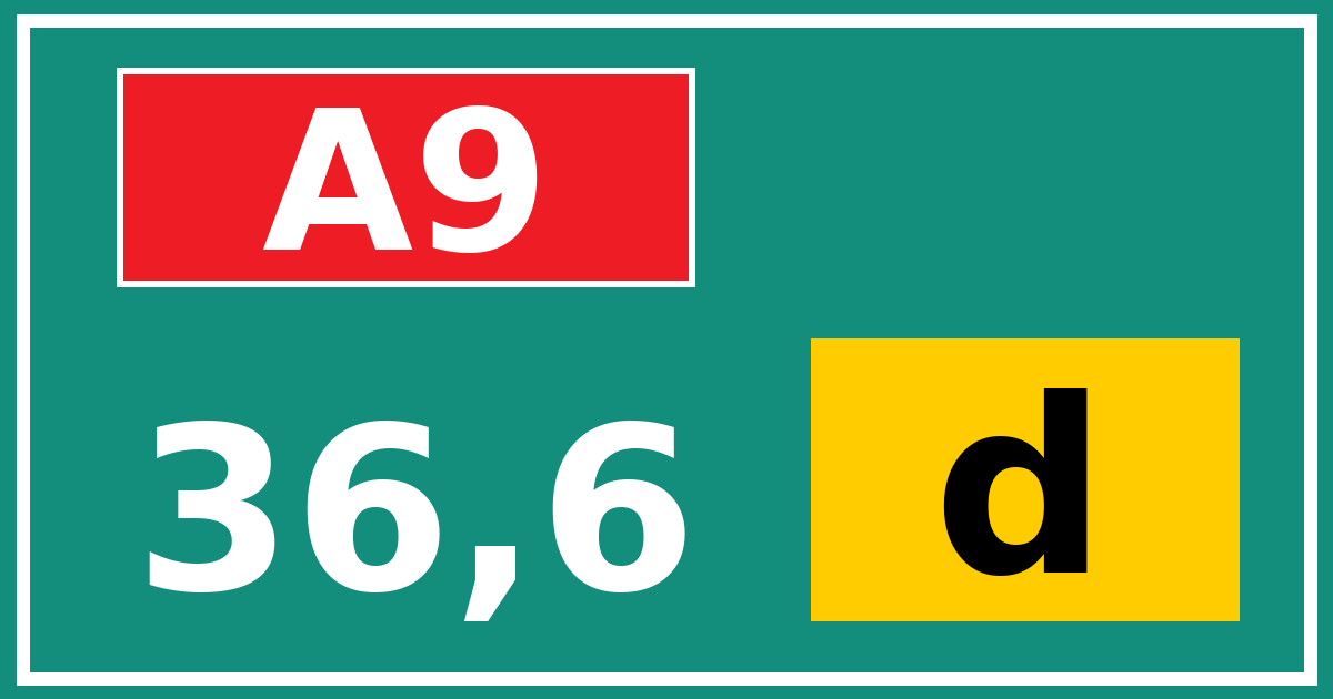 Hectometerbord A9 36,6 letter d