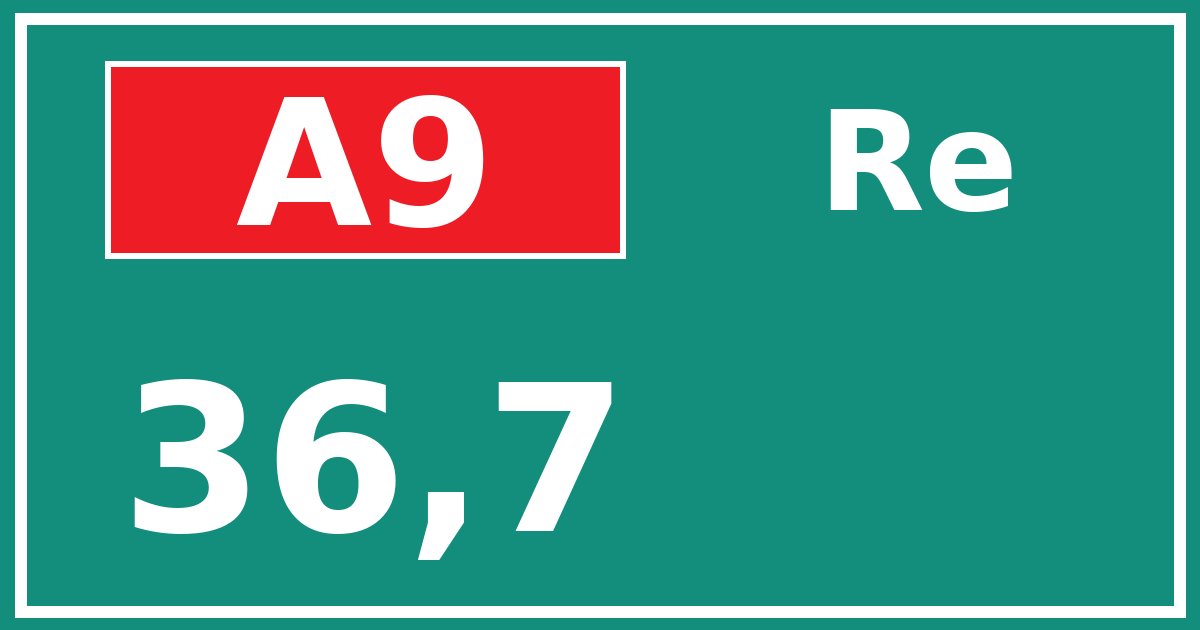 Hectometerbord A9 36,7 zijde Re