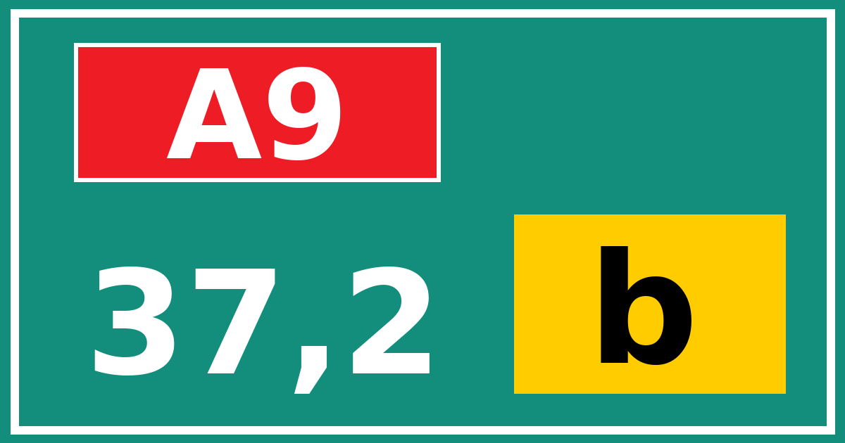 Hectometerbord A9 37,2 letter b
