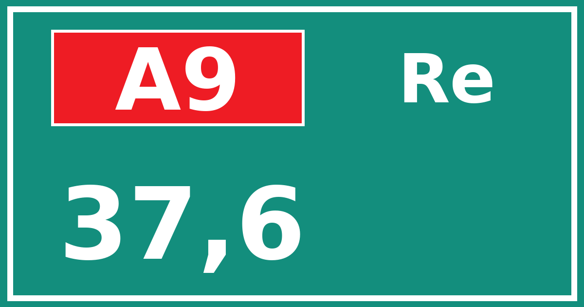 Hectometerbord A9 37,6 zijde Re