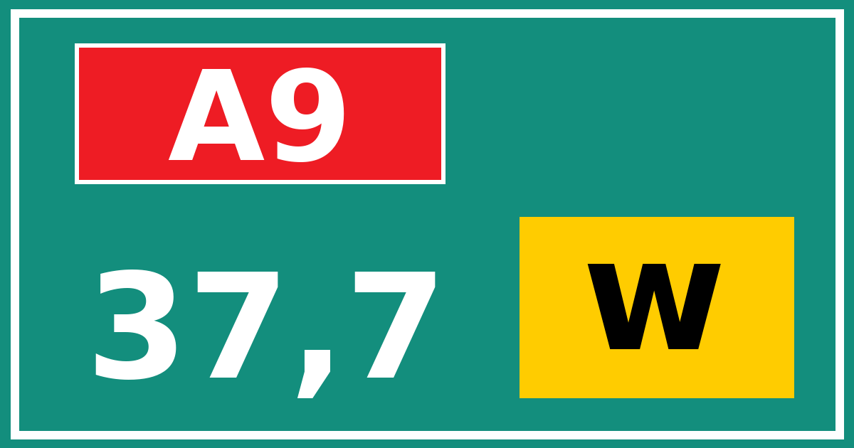 Hectometerbord A9 37,7 letter w
