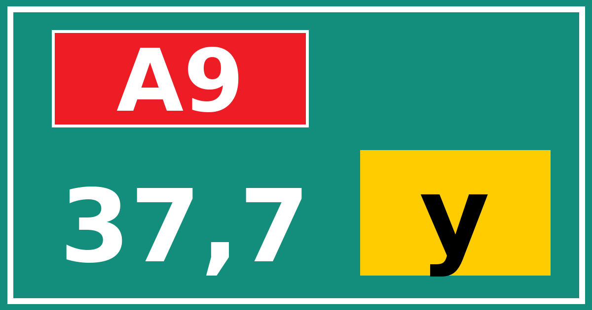 Hectometerbord A9 37,7 letter y