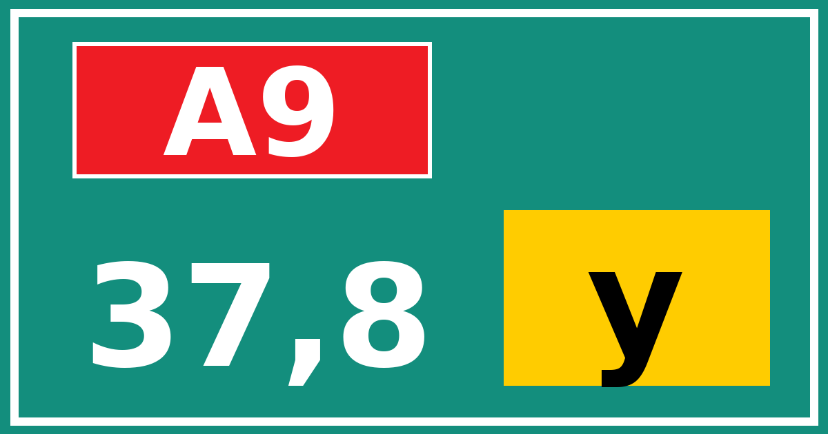 Hectometerbord A9 37,8 letter y