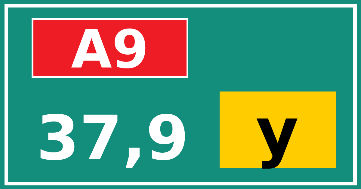 Hectometerbord A9 37,9 letter y