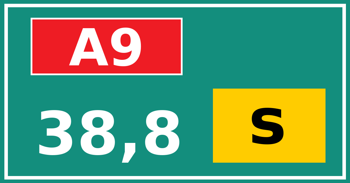 Hectometerbord A9 38,8 letter s