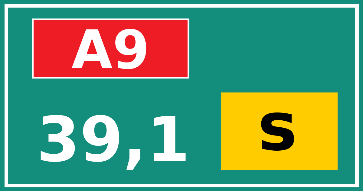 Hectometerbord A9 39,1 letter s