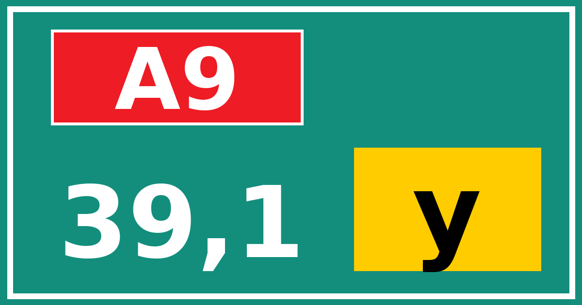 Hectometerbord A9 39,1 letter y