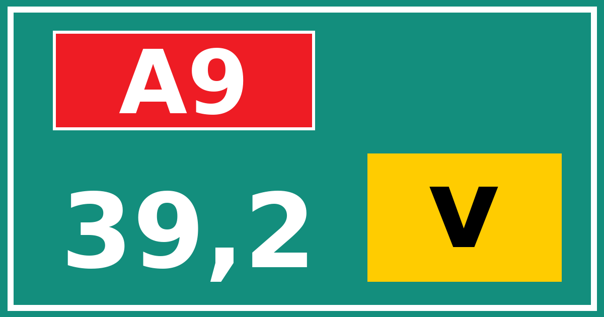 Hectometerbord A9 39,2 letter v