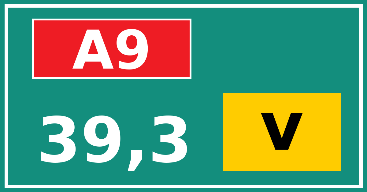 Hectometerbord A9 39,3 letter v