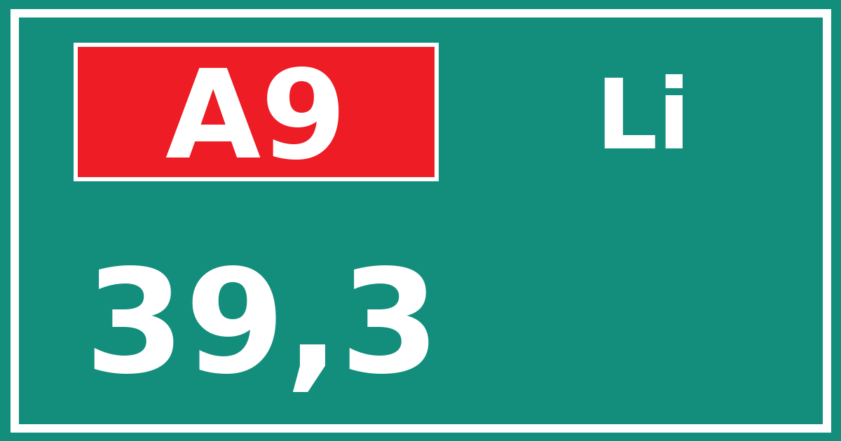 Hectometerbord A9 39,3 zijde Li