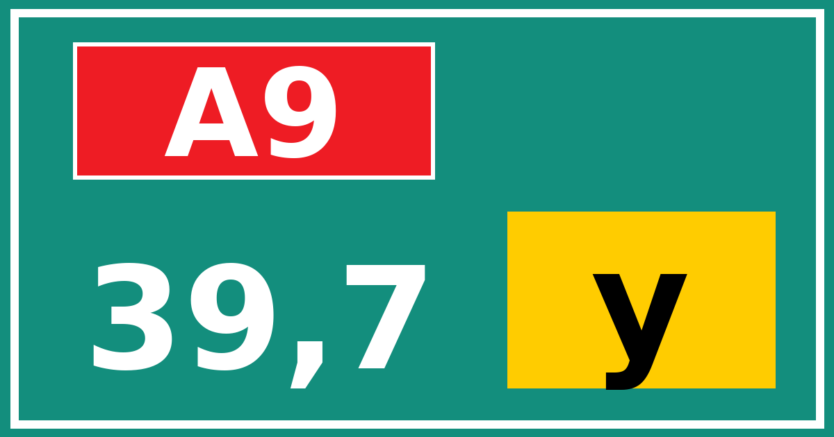 Hectometerbord A9 39,7 letter y