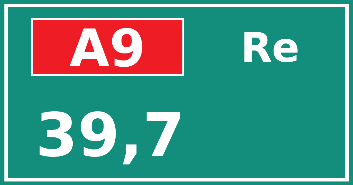 Hectometerbord A9 39,7 zijde Re