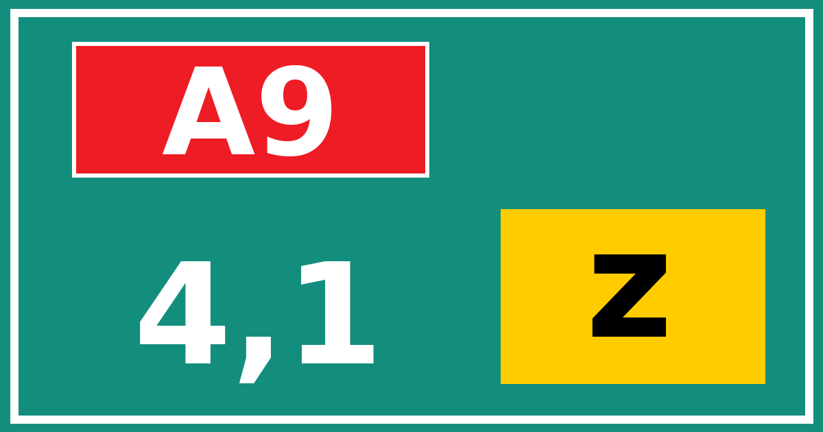 Hectometerbord A9 4,1 letter z